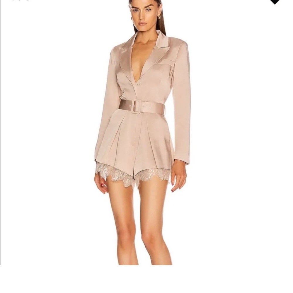 Thick satin Taupe/Latte color jumpsuit romper. Size 6. Self Portrait brand.